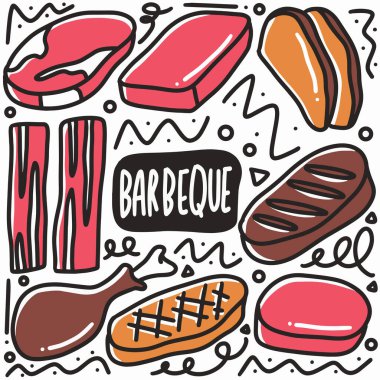 El yapımı barbekü et karalama seti