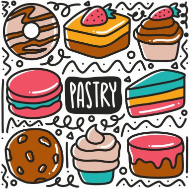 El çizimi tatlı karalama seti