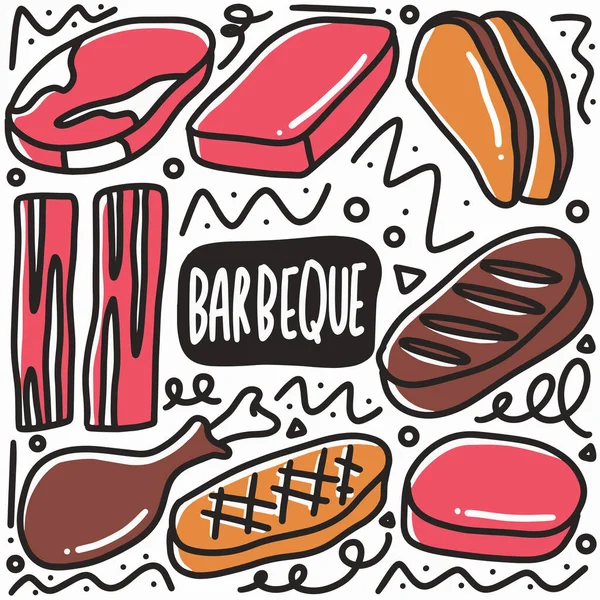 El yapımı barbekü et karalama seti