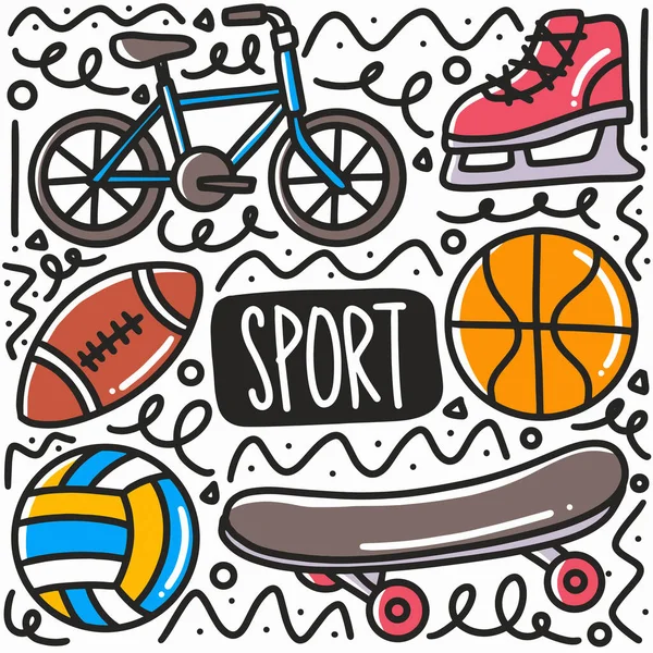 Ζωγραφισμένο στο χέρι σύνολο σκίτσα αθλητισμού — Διανυσματικό Αρχείο