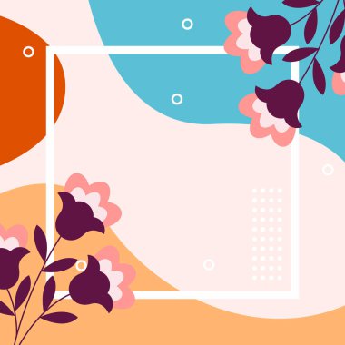 Şekiller ve çiçek elementi ile soyut arkaplan