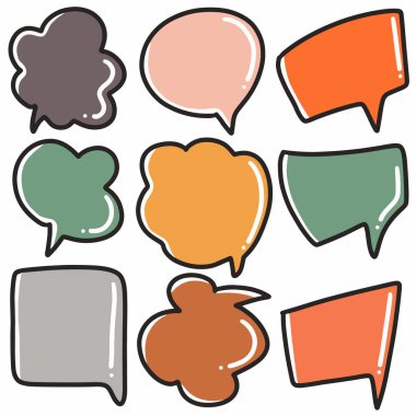 El çizimi karalama metni balonu renkli sanat tasarımı ögesi çizimi.