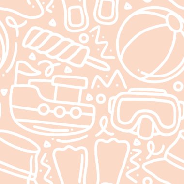 Karalama seti deniz tatili el çizimi