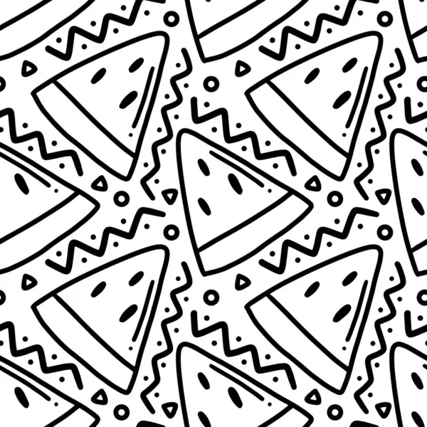 Krabbel patroon van watermeloen fruit hand tekening — Stockvector
