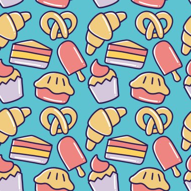 Karalama seti, tatlı yiyecekler el çizimi.