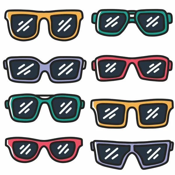 Lunettes de soleil colorées dessinées à la main doodle art design élément illustration. — Image vectorielle