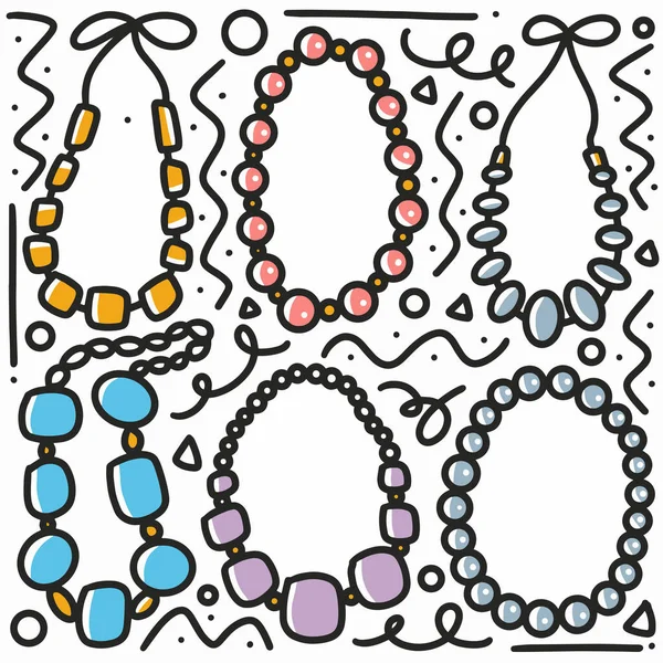 Ručně kreslené čmáranice diamantový náhrdelník výtvarný prvek ilustrace. — Stockový vektor