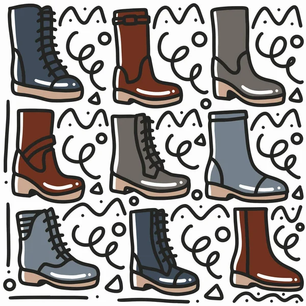 Hand drawn safety shoe doodle set — Stock Vector