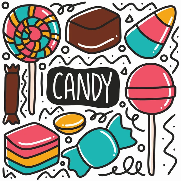 Hand-drawn doodle candy art design element illustration — Stock Vector