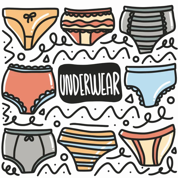 Desenho à mão doodle underwear arte design elemento ilustração. —  Vetores de Stock