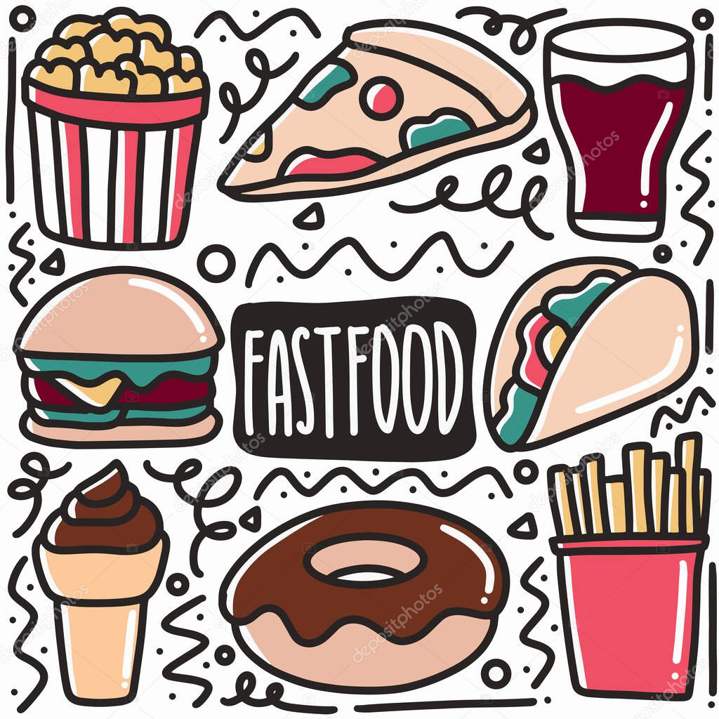 hand-drawn doodle fast food art design element illustration