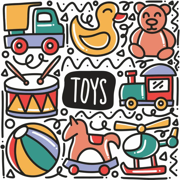 Ručně kreslené hračky dítě doodle art design element ilustrace — Stockový vektor