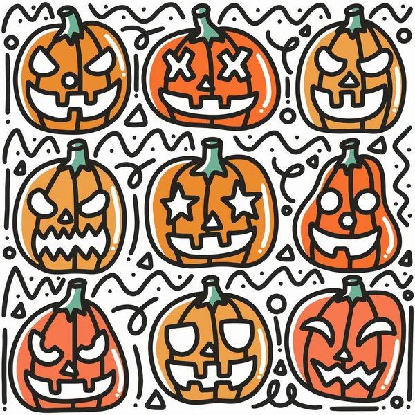 Calabaza de Halloween dibujado a mano doodle elementos de diseño de arte ilustración — Vector de stock