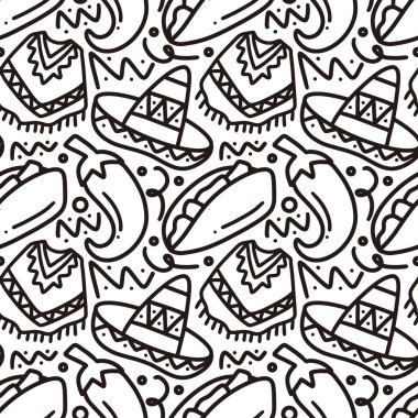 Meksika bayramı el çiziminin çizgi resmi