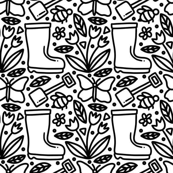 Doodle ensemble de jardinage temps dessin à la main — Image vectorielle