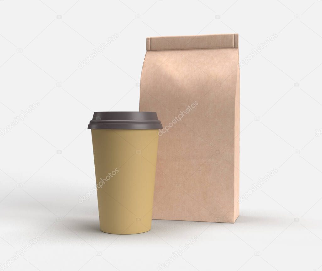 mockup of cup drink and snack packaging