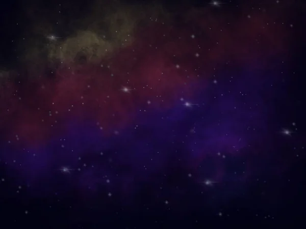 Cenário noturno com colorido e leve caminho leitoso cheio de estrelas no céu — Fotografia de Stock