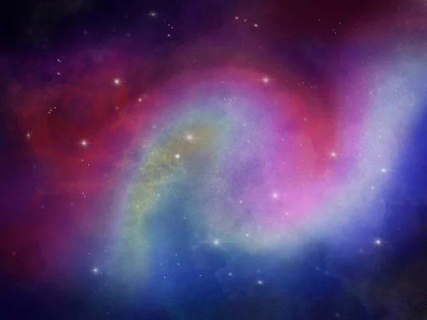 Νυχτερινό τοπίο με πολύχρωμο και ελαφρύ γαλακτώδες τρόπο γεμάτο αστέρια στον ουρανό — Φωτογραφία Αρχείου