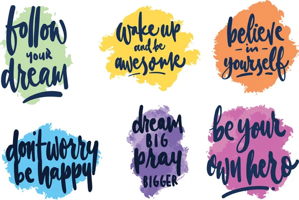 Motivación letras diseño conjunto dibujado a mano — Vector de stock