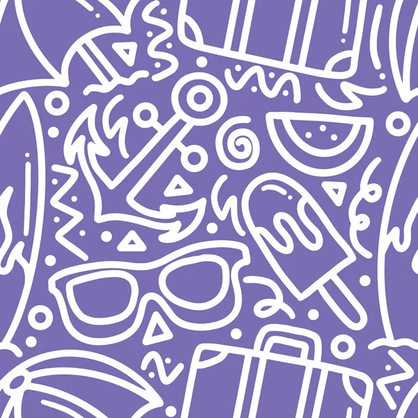 Yaz tatili el çizimlerinin karalama seti