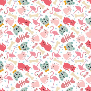 Sevimli hayvanlarla renksiz vektör deseni