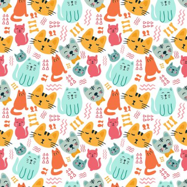 Şirin hayvanlarla kusursuz vektör deseni