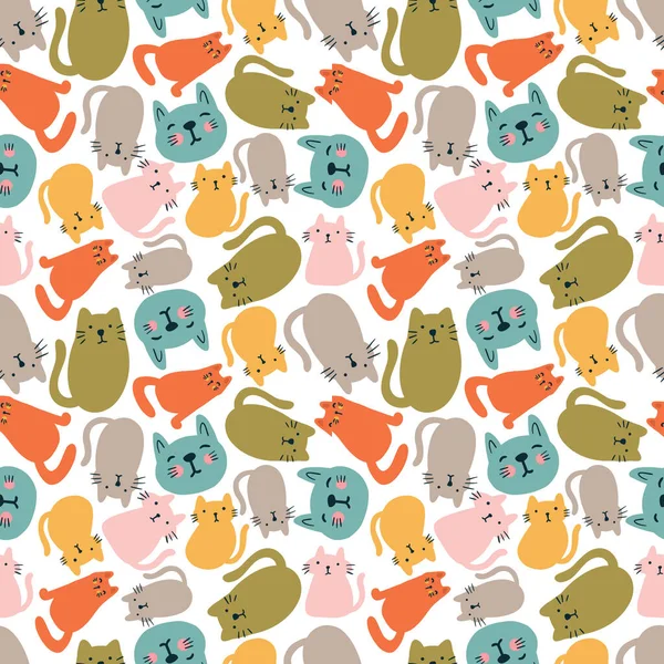 Sevimli kedi hayvanlarıyla renksiz vektör deseni