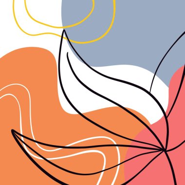 Minimalizm tropikal yaprak çizim sanatı