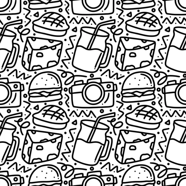 Kusursuz piknik elemanları desen karalamaları