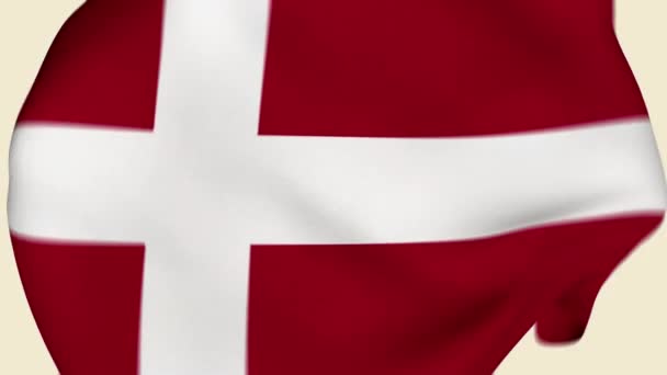 Dinamarca Tela Arrugada Bandera Introducción Bandera Dinamarca Banner Dinamarca Banderas — Vídeos de Stock