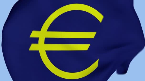 Euro Buruşuk Kumaş Bayrağı Girişi Euro Bayrağı Pankart Para Euro — Stok video