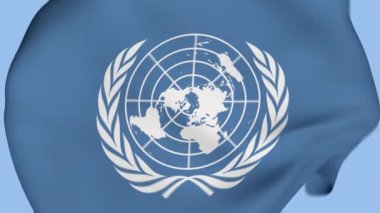 Birleşmiş Milletler Buruşuk Kumaş Bayrağı Girişi. Birleşmiş Milletler Bayrağı. Birleşmiş Milletler bayrağı. Gerçekçi Animasyon 4K. Yüzey dokusu. Arkaplan Kumaşı.