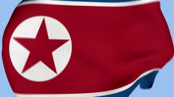 Corea Del Norte Arrugado Tela Bandera Intro Bandera Corea Del — Vídeo de stock