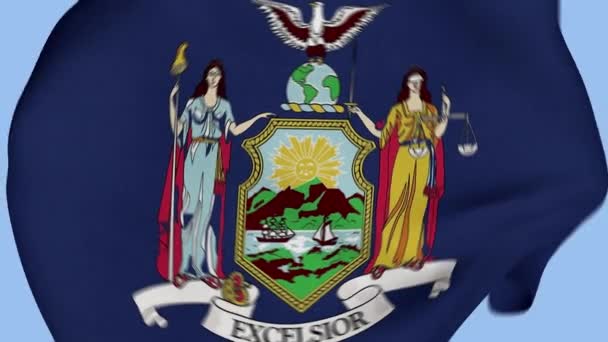 Presentación Bandera Tela Arrugada Del Estado Nueva York Bandera Del — Vídeo de stock