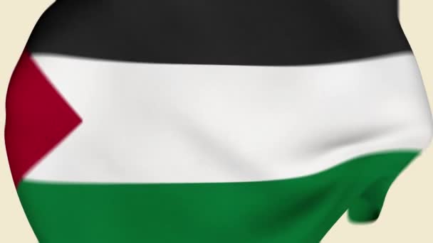 Palestinska Skrumpna Tygflaggor Palestinska Flaggan Orientaliska Flaggor Mellanösterns Flaggor Firande — Stockvideo
