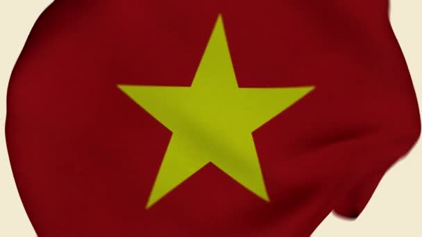 Vietnam Crumpled Fabric Flag Introduktion Vietnamflaggan Vietnam Banner Orientaliska Asienflaggor — Stockvideo