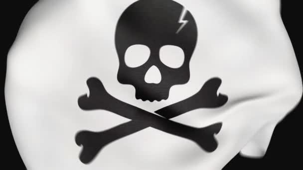 Piratenschädel Zerknitterte Stofffahne Intro Piratenschädelfahne Piratenschädel Banner Feiern Tag Der — Stockvideo