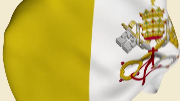 Vatikanen Crumpled Fabric Flag Introduktion Vatikanens Flagga Italiens Flagga Flaggor — Stockvideo