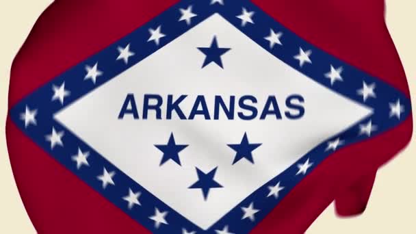 Arkansas Állam Usa Gyűrött Szövet Zászló Intro Amerikai Zászló Arkansas — Stock videók