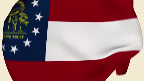 Georgië Staat Gekrompen Stof Vlag Intro Verenigde Staten Vlag Staat — Stockvideo