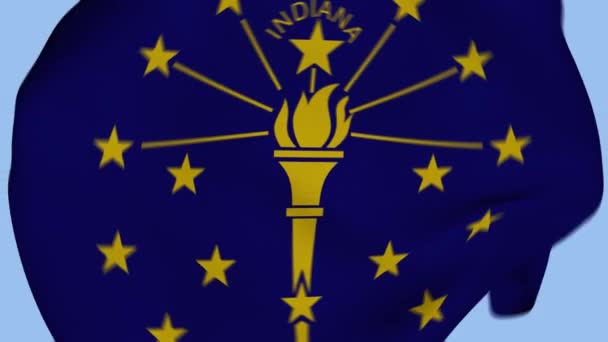 Indiana State Usa Crumpled Fabric Flag Intro Bandera Estados Unidos — Vídeos de Stock