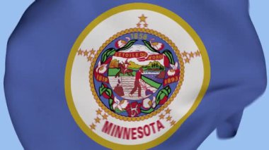 Minnesota Eyaleti ABD Buruşuk Kumaş Bayrağı Girişi. ABD Bayrağı. Minnesota bayrağı. Kuzey Amerika Bayrakları. Kutlama. Vatanseverler. Gerçekçi Animasyon 4K. Yüzey dokusu. Arkaplan Kumaşı.