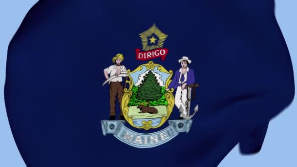 Maine State Usa Zmačkaná Tkanina Vlajka Intro Usa Flag Stát — Stock video