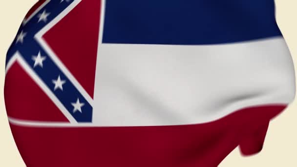 Mississippi State Usa Rumpad Tygflagga Intro Usa Flagga Delstaten Mississippi — Stockvideo
