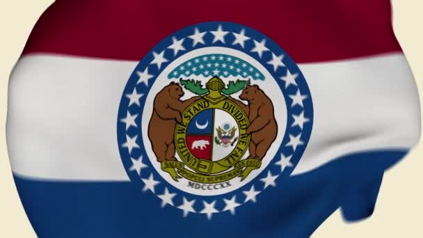 Missouri State Usa Crumpled Fabric Flag Intro Bandera Estados Unidos — Vídeo de stock