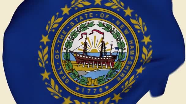 New Hampshire State Usa Crumpled Fabric Flag Intro Bandera Estados — Vídeo de stock