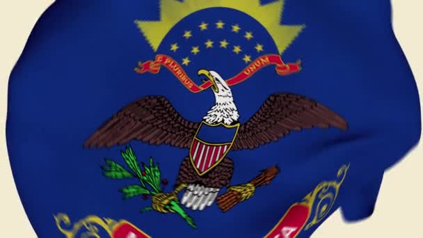 Dakota Del Norte Estado Tela Arrugada Bandera Introducción Bandera Estados — Vídeo de stock