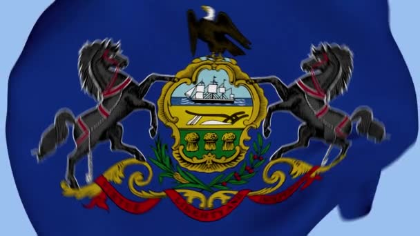 Pennsylvania Állam Usa Gyűrött Szövet Zászló Intro Amerikai Zászló Pennsylvania — Stock videók