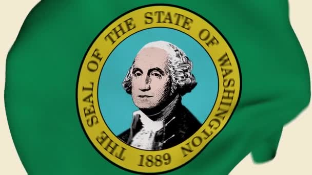 Washington Állam Usa Gyűrött Szövet Zászló Intro Amerikai Zászló Washington — Stock videók
