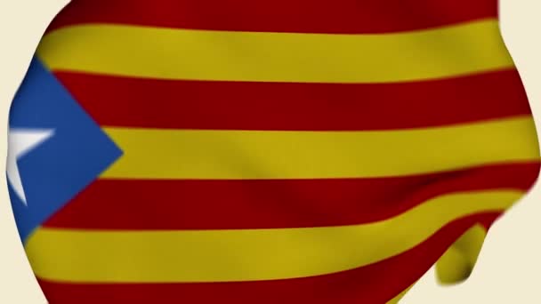 Cataluña España Tela Arrugada Bandera Intro Bandera España Bandera Cataluña — Vídeo de stock